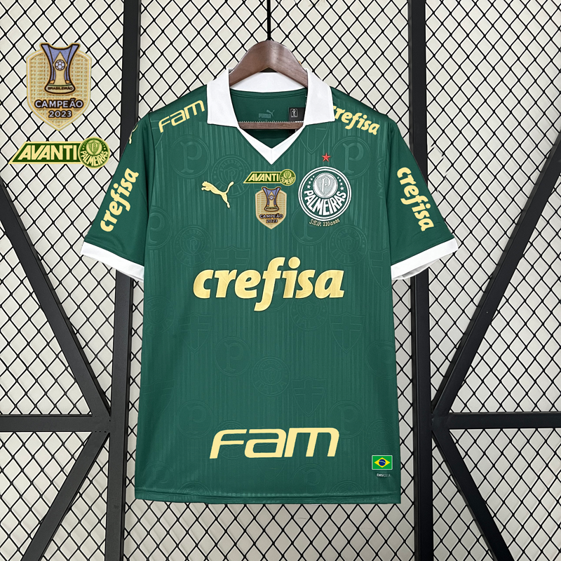 Camisa Palmeiras Home + All Sponsors 23/24 s/n° Torcedor Masculina - Verde