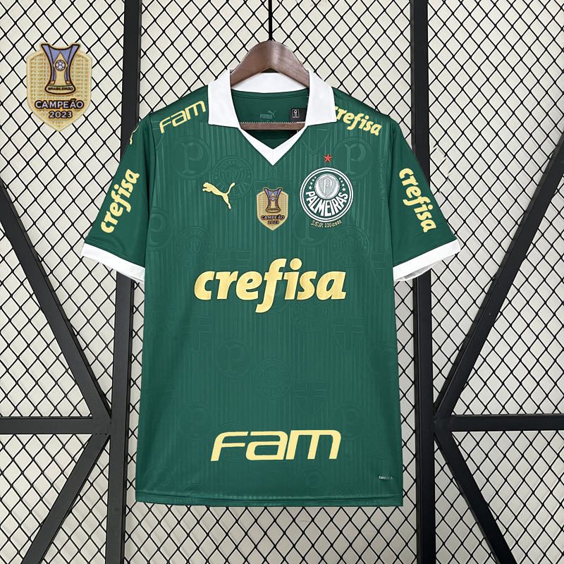 Camisa Palmeiras Home + All Sponsors 23/24 s/n° Torcedor Masculina - Verde