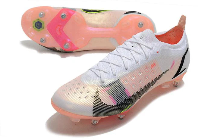 Chuteira Nike Mercurial Vapor 14 Elite Trava Mista - Branca e Rosa